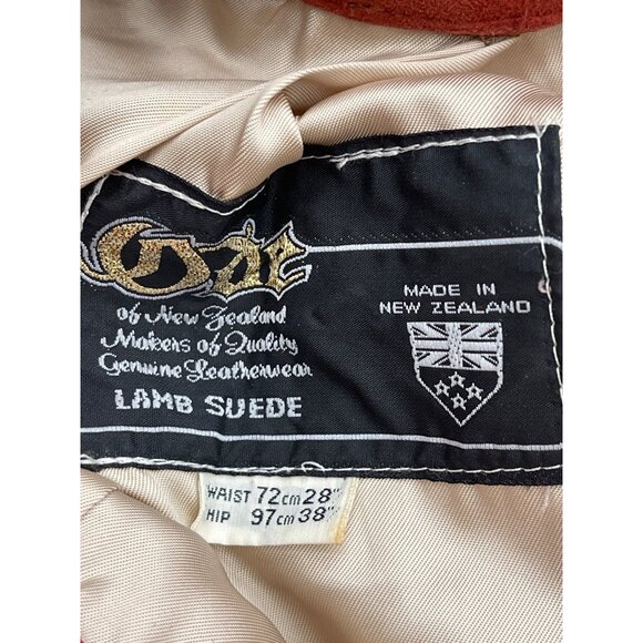 VTG Ode Lamb Suede One Button 2 Piece Skirt Long Sleeve jacket Suit Size S - Picture 11 of 14